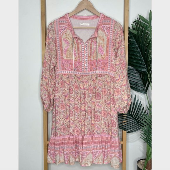 SOLD Spell Poinciana Pink Floral Mini Dress S - Picture 2 of 12